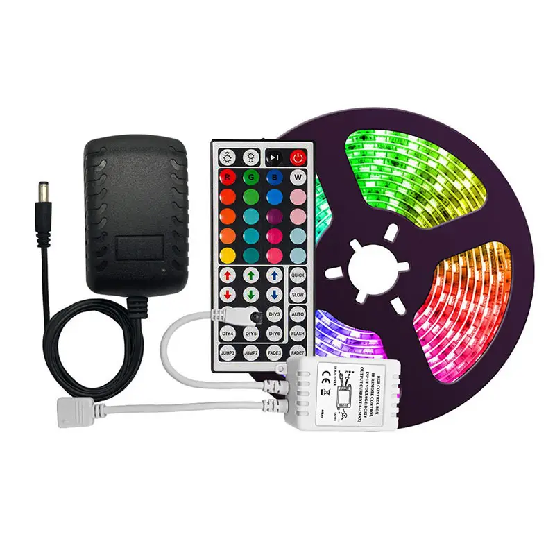 High quality IP20 remote multicolor 12V 5M led light strip 5050 SMD flexible RGB led strip light/Led Light Strip indoor