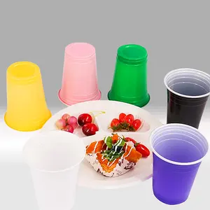 Özel logo çift vasos de plastico şerit 16oz çift kırmızı renk ücretsiz PP plastik parti mavi renk plastik bira Pong bardaklar