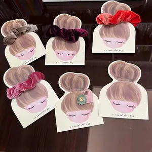 little cute girls printing paper card holder pack display for hair ties hair clips hair accessories