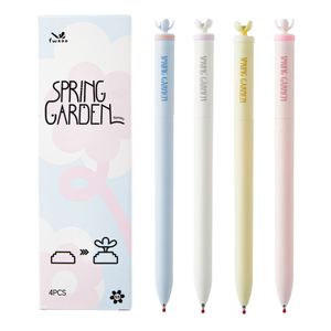 Bolígrafo de Gel de Plástico de 0.5 mm con Diseño de Flores que se Giran, Color Negro, Juego de 4 Colores, Gelstifte - Product Image 1