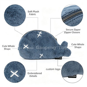 Porte-monnaie en peluche personnalisé en forme de baleine, porte-clés, petit sac de rangement zippé en fourrure de dessin animé, pochette en peluche personnalisable - Product Image 3
