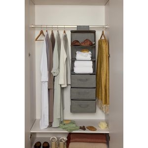 Basics 6 Tier Hanging Closet Organizer With Removable <b>Drawers</b> <b>For</b> Clothing Bedroom <b>Storage</b> Grey - Product Image 2