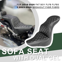 Siège de moto surélevé type canapé avec double coussin en gel pour Harley Softail Fat Boy FLFB FLFBS 18+ Breakout FXBR FXBRS 23+