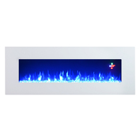 Cheminée électrique murale décorative élégante blanche de 60 pouces avec flamme décorative LED