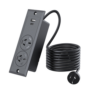 Regleta de alimentación empotrada industrial personalizada de ABS para hospital, 10A, con 2 tomas de CA y puerto USB-C, estación de carga oculta - Product Image 1