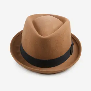 Sombrero Fedora de lana de fieltro para hombre y mujer, multicolores, con ala a presión, para invierno