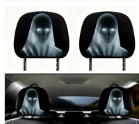 Fundas para Reposacabezas de Coche con Estampado de Cara de Fantasma, Fundas Elásticas Divertidas para Reposacabezas de Coche con Imagen Personalizada por Sublimación