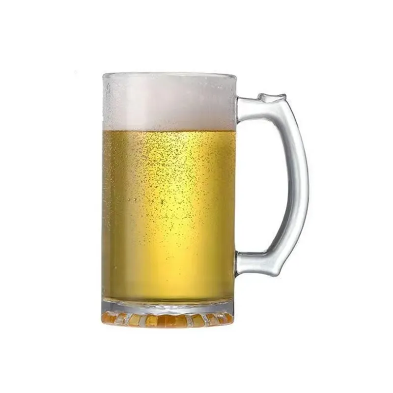 16Oz Groothandel Klassieke Biermok Glazen Heldere Loodvrije Vriezer Bierbeker Zwaar Drinkend Bier Glas Stein Met Handvat