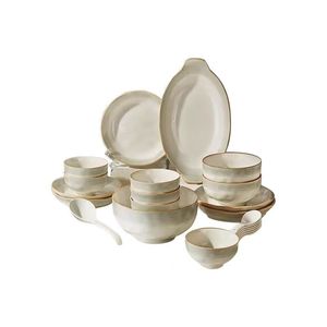Customized Professional White Porcelain Classic Nordic Dinnerware Sets-Oven <b>Freezer</b> Safe Portable Eco-Friendly Tableware - Product Image 3