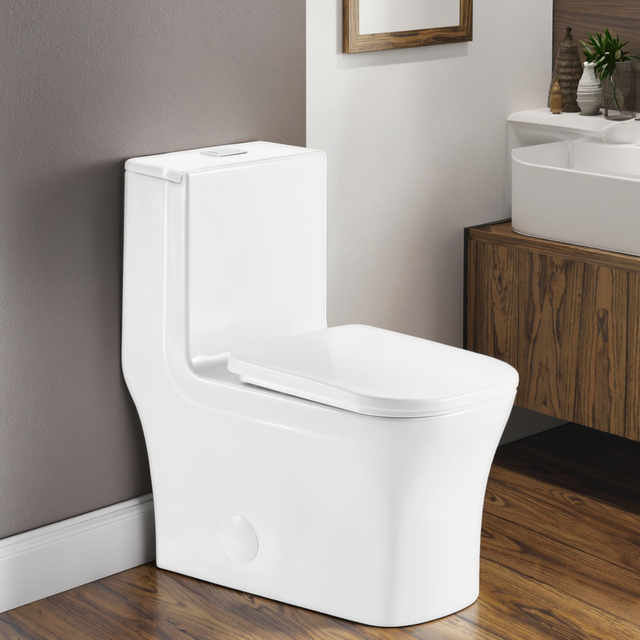 S-trap Roughing 305MM Tornado White Color Floor Mounted Sanitary Ware Ceramic Water Closet Bathroom One Piece Toilet Bowl