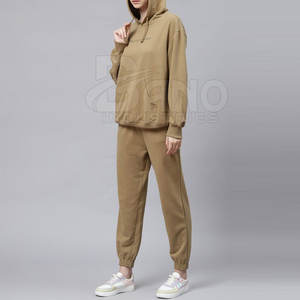 Conjunto Deportivo de Invierno para Mujer de Primera Calidad, Diseño Casual de Dos Piezas con Capucha, Mangas Largas, Patrón Liso, Tela de Lona Transpirable - Product Image 2