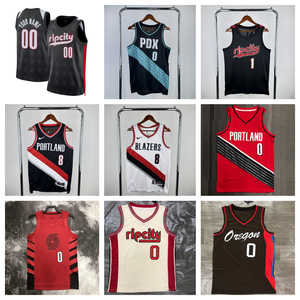 Broderie personnalisée en gros pour les Portland Trail Blazers # 00 # 0 # 1 # 8 maillots de <span class=keywords><strong>basket</strong></span>-ball en maille poly unisexe pour adultes, vente en gros transfrontalière - Product Image 1