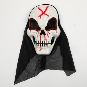 Maschera Horror spaventosa di Halloween con testa di scheletro per uomo con sciarpa - Product Image 1