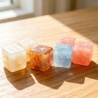 Dés en résine gravés élégants pour enfants, dés vintage ambre, dés de plage au coucher du soleil, dés de mahjong, ensemble de dés de fête