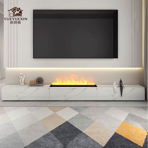 Mobile <span class=keywords><strong>TV</strong></span> Moderno Nuovo Modello 2026 con Camino Elettrico, Mobile <span class=keywords><strong>TV</strong></span> da Soggiorno con Finitura Effetto Marmo e Vano Contenitore - Product Image 1