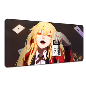 Alfombrilla de Ratón con Diseño de Chica Anime Rubia con Sonrisa Malvada, Alfombrilla de Escritorio Extendida en Tono Amarillo Cálido, Base Antideslizante, Estética de Fantasía Oscura para Juegos - Product Image 2