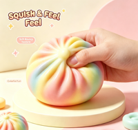 Crackle Fbuff Jouet Squishy en forme de Boulette Vapeur, Aliment de Simulation Coloré, Doux à Presser, Anti-stress, Jouet Sensoriel Fidget pour la Décompression, Cadeaux