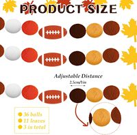3 pièces Guirlande de football d'automne Guirlande de pompons en feutre pour décorations de fête d'automne Décoration de Thanksgiving Jeu de football Célébration
