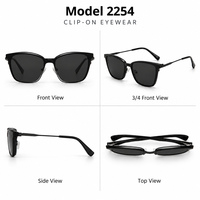 Montures de lunettes en acier inoxydable avec clip solaire et verres TAC pour la vente en gros de lunettes
