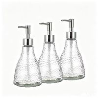 Pompe à savon en verre martelé mat de luxe en gros |   Bouteille de distributeur de lotion rechargeable avec bouchon à vis pour la salle de bain et la cuisine