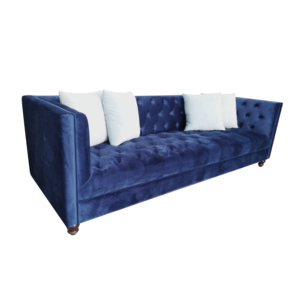 Canapé de salon bleu de luxe confortable pour hôtel et villa, structure en bois, revêtement en velours, <span class=keywords><strong>3</strong></span> places, profond, pour salon - Product Image 2