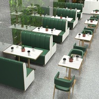 Ensemble table et chaises de restaurant commercial moderne avec banquettes, construction métallique durable pour salons de thé et restauration rapide
