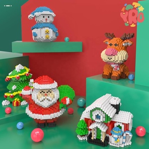 Yrb bebek sıcak satış noel tuğla seti DIY yapı blok bulmaca oyuncaklar noel baba ren geyiği yapı taşları Set oyuncaklar - Product Image 3