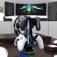 Casque de jeu RGB multifonction et support de charge pour contrôleur avec ports USB pour PS5 /Xbox/Swtich Accessoires de jeu