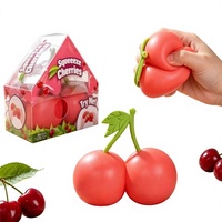 Jolie balle anti-stress souple en forme de cerise, jouet sensoriel à presser pour enfants et cadeau