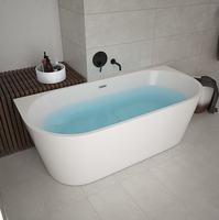 Baignoire moderne rectangulaire autoportante en acrylique, baignoire intérieure pour hôtel, salle de bain, surface solide, adulte, autoportante
