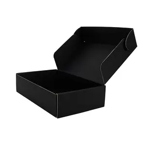 صندوق هدايا مخصص مطبوع من الورق المضلع صندوق فاخر لتعبئة القمصان والملابس باللون الأسود