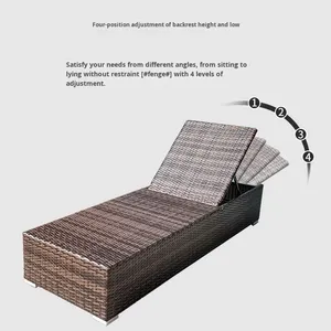 كرسي استلقاء شعبي بإطار من الألومنيوم مصنوع من الراتان الصناعي للحدائق والشرفات وحمامات السباحة - Product Image 4