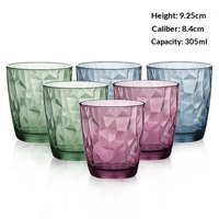 Verre à facettes Pebble 305 ml, ouverture 8,4 cm, hauteur 9,2 cm, deux couleurs, pour eau, jus et service quotidien à table