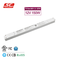 Alimentation LED ultra-mince en plastique 12V 24V 150W, sans scintillement, compatible Triac 0-10V, variateur de lumière pour luminaires LED
