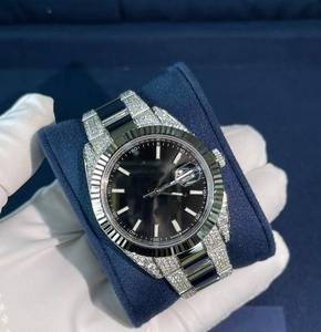 40mm Stainless Steel Wristwatch with <b>Black</b> VVS Moissanite Diamond Luxury Waterproof <b>Watch</b> for <b>Men</b> High-End Iced-Out Fashion - Product Image 3