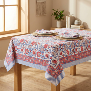 Nappe de table et set de table Khushboo en coton écologique, style naturel de luxe, imprimé floral, pour décoration intérieure, mariage, jardin, fête, 3 mm - Product Image 2