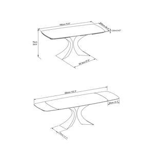 Table à manger extensible en céramique Donatello, noire avec veines blanches, base en métal, usage intérieur - Product Image 5