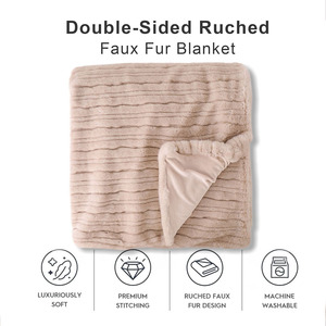 Yumuşak Suni Kürk Battaniye Avrupa ve Amerikan Tarzı Yumuşak Kumaş King Size Yatak Örtüsü - Product Image 1