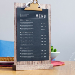 Panneau <span class=keywords><strong>de</strong></span> table <span class=keywords><strong>de</strong></span> restaurant personnalisé support en bois pour couvertures <span class=keywords><strong>de</strong></span> menus support pour menus en bois - Product Image 4