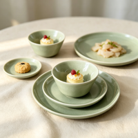 EKA 2026 Nouvelle Tendance Service de Table Vert Pistache – Bol et Assiette en Céramique Mate Verte pour Hôtels et Complexes – Fournisseur OEM/ODM