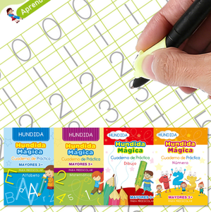 <span class=keywords><strong>Cahier</strong></span> d'écriture espagnol réutilisable à encre magique effaçable pour l'entraînement au contrôle du stylo et la pratique des exercices pour enfants - Product Image 3