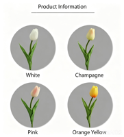 Fleur artificielle tulipe à tige unique en PU effet toucher réel haut de gamme, moderne, minimaliste, tendance, réutilisable et recyclable pour la maison