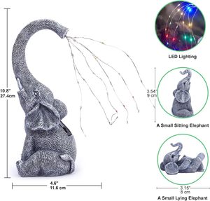 حديقة تمثال الفيل في الهواء الطلق سقي الشمسية أدى بطارية تعمل بالطاقة RGB أضواء - Product Image 1