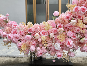 Arco di nozze fiore di nuovo design a forma di luna di alta simulazione rosa rosa seta artificiale per matrimonio sfondo decorazione - Product Image 2