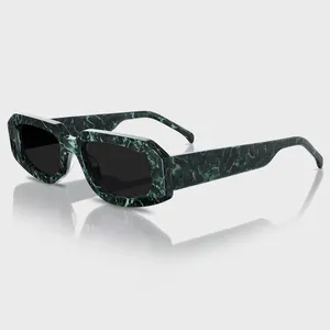 Yeetian名牌设计师眼镜新款OEM时尚绿色珍珠大理石框架醋酸纤维太阳镜