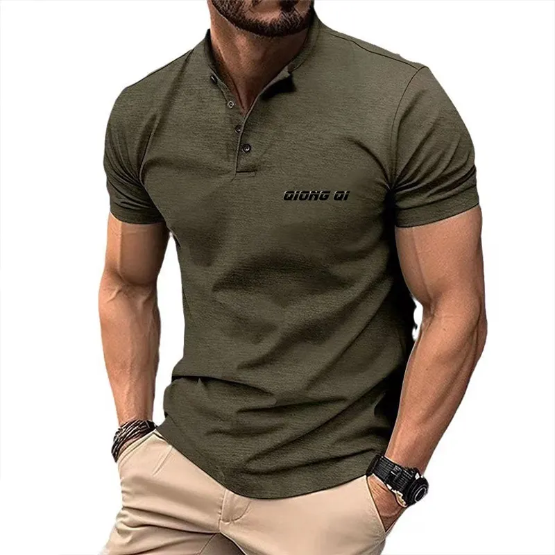 2024 여름 티셔츠 도매 맞춤형 로고 버튼 다운 칼라 남성 스포츠