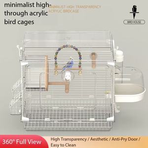 Jaula Moderna Minimalista para Pájaros, Villa Panorámica de Alta Transparencia para Periquitos con Bandeja Extraíble - Product Image 4
