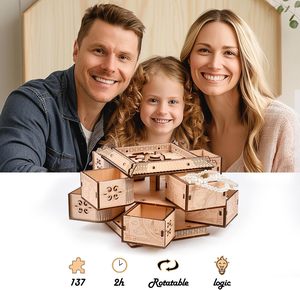 Механический сундук-сокровищница в виде дракона: 3D-головоломка из дерева для детей, игрушка-головоломка, органайзер для конфет и мелочей, праздничный подарок - Product Image 5