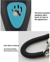 Nouveauté mode 2 en 1, clicker d'entraînement d'agilité pour animaux de compagnie en acier inoxydable coloré, sifflet pour chien, motif de patte, sangle élastique, OEM