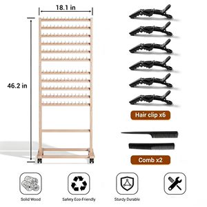 Soporte de madera para trenzar pelucas - Estante de almacenamiento de pelucas multiusos para suelo - Soporte multifuncional para trenzar cabello y peinados desordenados - Product Image 4